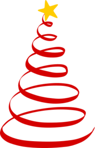 Immagine di un albero di Natale stilizzato in rosso con stella dorata