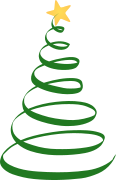 Immagine di un albero di Natale stilizzato in verde con stella dorata